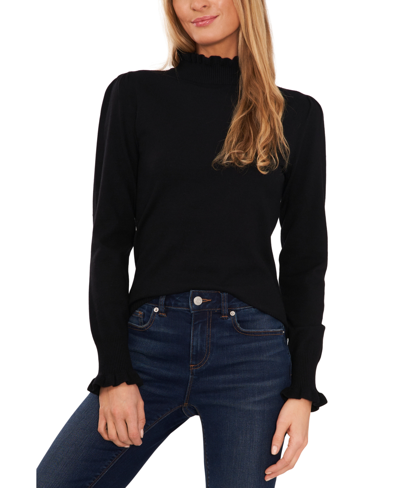 Shop Cece Women's Mock Neck Long Sleeve Sweater In Rich Black