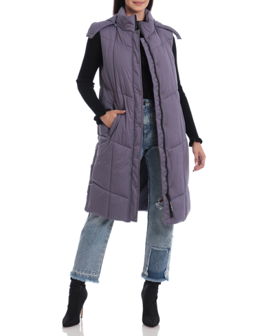 Shop Avec Les Filles Women's Longline Hooded Puffer Vest In Dusk