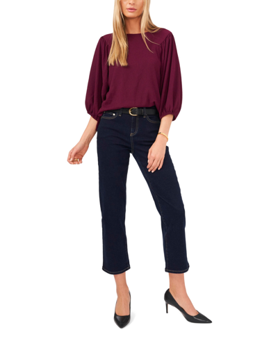 Shop Vince Camuto Women's Puff 3/4-sleeve Knit Top In Arresting Burgundy