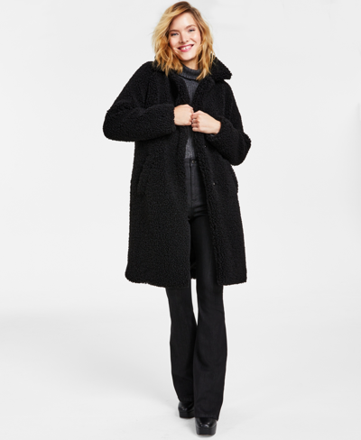 Bcbgeneration Women's Plus Size Notched-collar Teddy Coat, Created For  Macy's In Black | ModeSens
