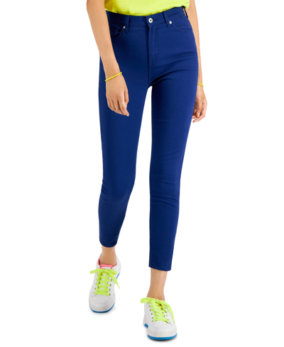 Shop Celebrity Pink Juniors' High Rise Colored Ankle Jeans In Blue Depth