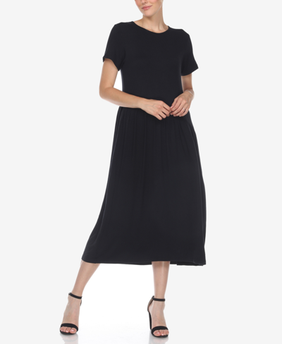 Shop White Mark Women's Short Sleeve Asymmetrical Waist Maxi Dress In Black