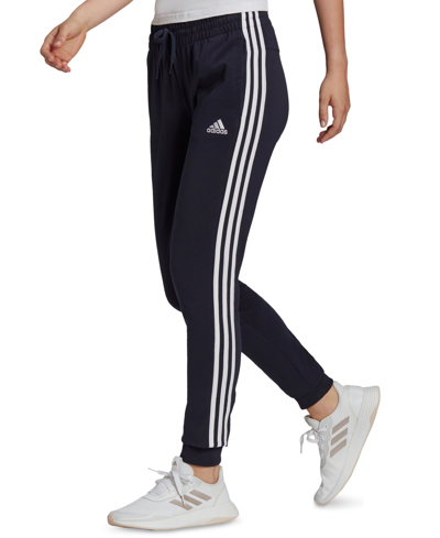 Shop Adidas Originals Adidas Women's Essentials Warm-up Slim Tapered 3-stripes Track Pants, Xs-4x In Legend Ink/white