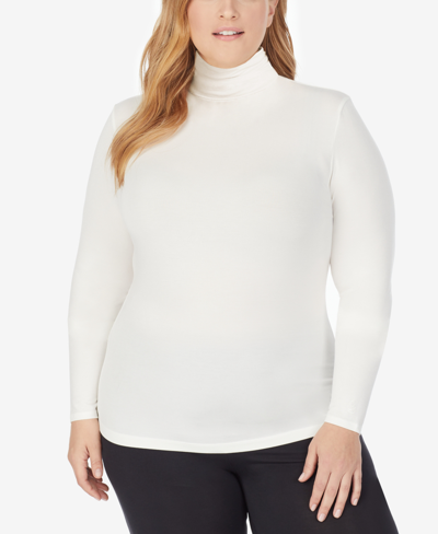 Shop Cuddl Duds Plus Size Softwear With Stretch Turtleneck In Ivory