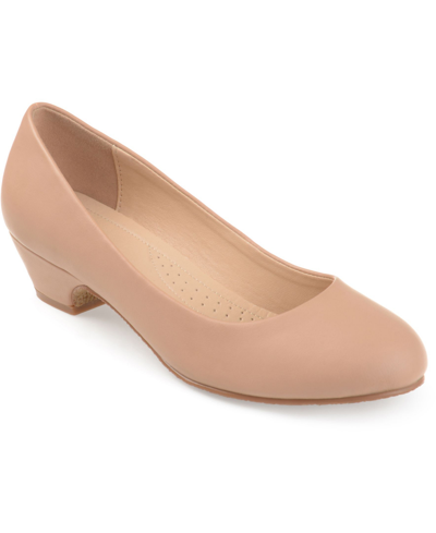 Shop Journee Collection Women's Saar Comfort Block Kitten Heel Pumps In Nude