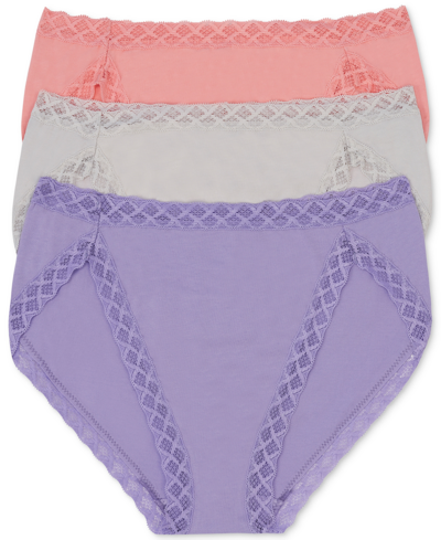 Shop Natori Bliss French Cut 3-pack Brief 152058mp In Peach Pink/linen/violet Tulip