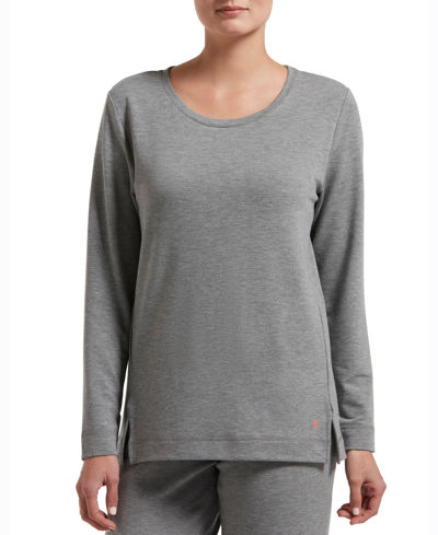Shop Hue Plus Size Solid Long Sleeve Lounge T-shirt In Med. Grey Heather