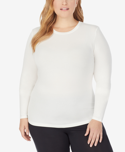 Shop Cuddl Duds Plus Size Softwear With Stretch Long Sleeve Top In Ivory