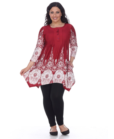 Shop White Mark Plus Size Dulce Tunic Top In Burgundy White