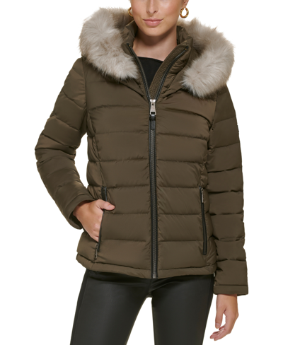 Dkny hooded hot sale puffer coat