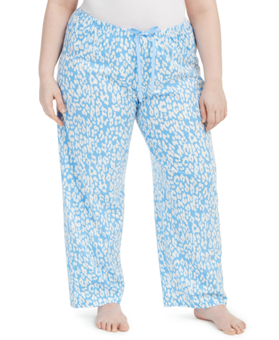 Shop Hue Womens Plus Size Sleepwell Printed Knit Pajama Pant Made With Temperature Regulating Technology In Blue Animal