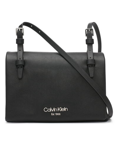 Calvin Klein Women's Penny Flap Adjustable Crossbody Bag In Black  Silver-tone | ModeSens