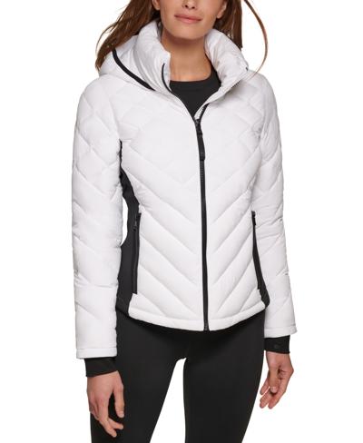 Shop Calvin Klein Womens Side-panel Hooded Packable Puffer Coat, Created For Macys In White