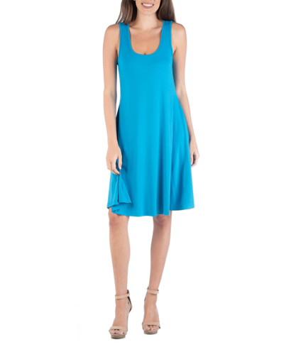 Shop 24seven Comfort Apparel A-line Fit And Flare Mini Dress In Turq