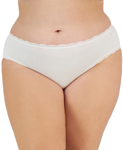 Shop Jenni Plus Size Lace-trim Hipster Underwear, Created For Macy's In Bright White