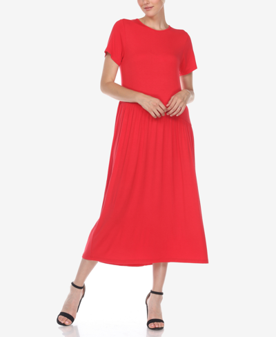 Shop White Mark Women's Short Sleeve Asymmetrical Waist Maxi Dress In Red