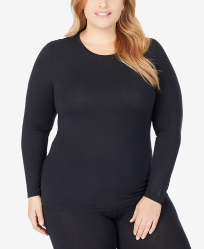 Shop Cuddl Duds Plus Size Softwear With Stretch Long Sleeve Top In Black