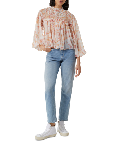 Shop French Connection Crinkled Floral-print Blouse In Classic Cr
