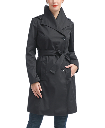 Shop Kimi & Kai Women's Elsa Water-resistant Hooded Trench Coat In Black