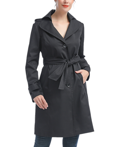Shop Kimi & Kai Women's Adel Water-resistant Hooded Trench Coat In Black