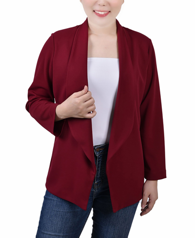 Shop Ny Collection Women's 3/4 Sleeve Ponte Jacket In Burgundy