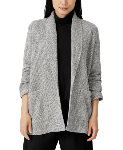 Shop Eileen Fisher Women's Shawl Neck Long Sleeve Blazer In Ash