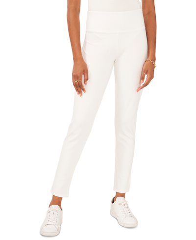 Shop Vince Camuto Wide-waistband Ponte-knit Leggings In Vanilla