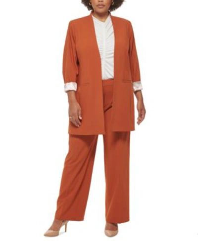 Calvin Klein Plus Size Blazer Ruched Top Lux Highline Pants In Cream |  ModeSens