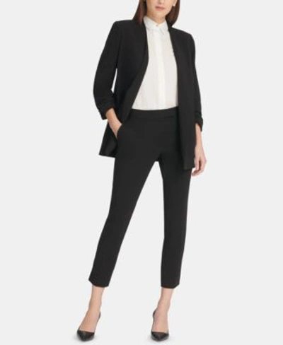 Shop Dkny Open Front Jacket Slim Leg Ankle Pants In Ivory