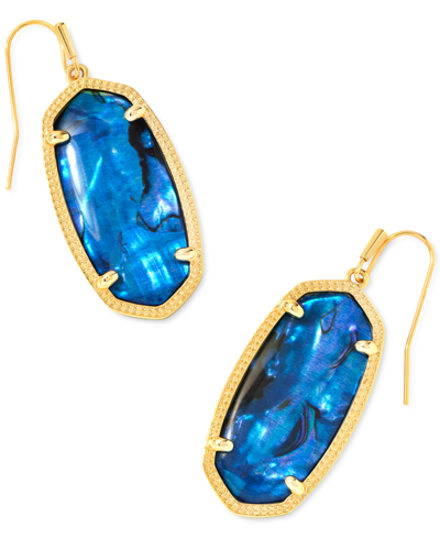Shop Kendra Scott 14k Gold Plated Elle Drop Earrings In Navy Abalone