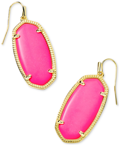 Shop Kendra Scott 14k Gold Plated Elle Drop Earrings In Neon Pink