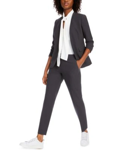 Shop Bar Iii Womens Collarless Open Front Jacket Bow Neck Blouse Straight Leg Pants Created For Macys In Lily