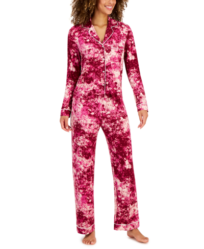 Jenni Women's Notch-collar Pajama Set, Created For Macy's In Pink Splash  Tie Dye | ModeSens