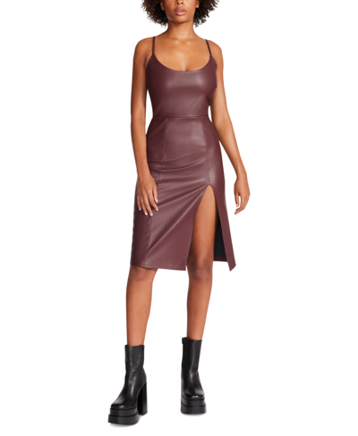 Shop Steve Madden Women's Giselle Faux-leather Dress In Cordovan