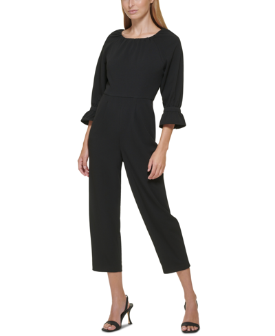 Calvin Klein Boat-neck Scuba-crepe Jumpsuit In Black | ModeSens