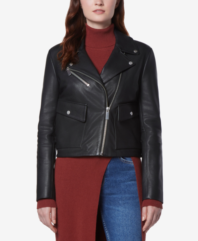 Shop Marc New York Women's Seton Asymmetric Leather Moto Jacket In Black