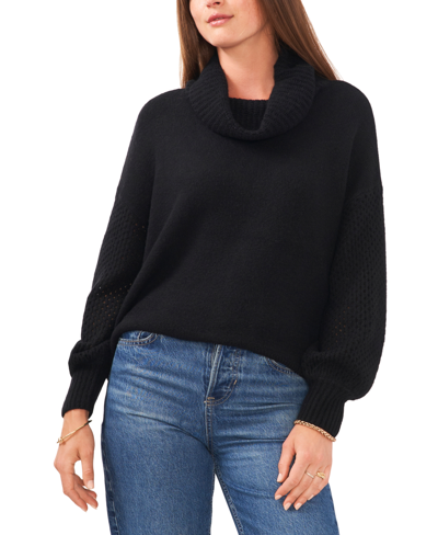 Shop Vince Camuto Drop-shoulder Turtleneck Sweater In Rich Black