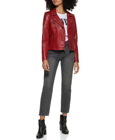Shop Levi's Women's Classic Faux Leather Asymmetrical Moto Jacket In Deep Red