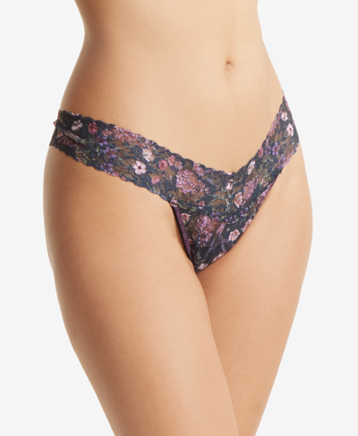 Shop Hanky Panky Low-rise Printed Lace Thong In Myddelton