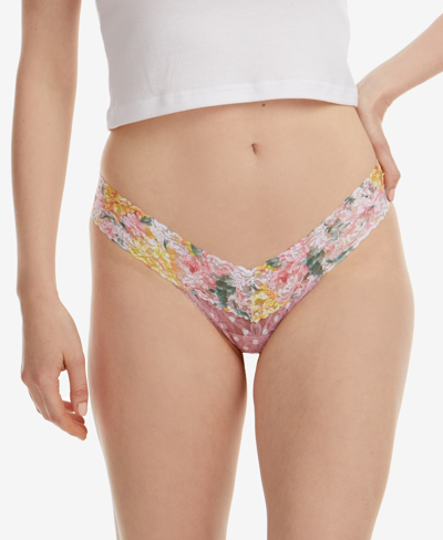 Shop Hanky Panky Low-rise Printed Lace Thong In Double Lif