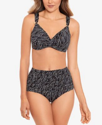 Shop Miraclesuit Plunge Bra Size Underwire Bikini Top Norma Jean Bikini Bottoms Women's Swimsuit In Bronze Age Black/brown