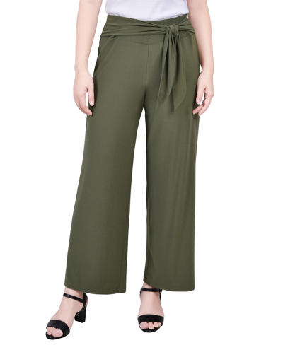 Shop Ny Collection Women's Pull On Pants With Sash In Oil Green