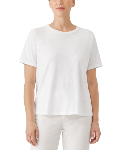 Shop Eileen Fisher Women's Organic Cotton T-shirt In White