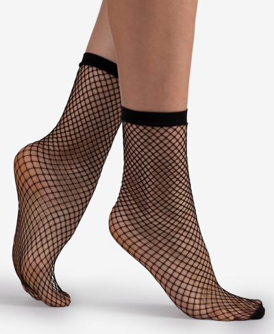 Shop Lechery Women's European Made Fishnet 1 Pair Of Socks In Black
