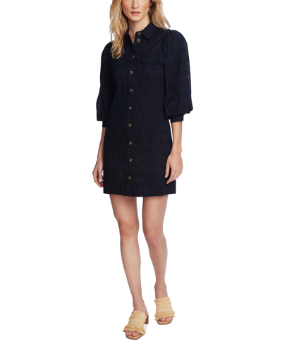 Shop Court & Rowe Women's Puff-sleeve Eyelet Shirtdress In Blue Night