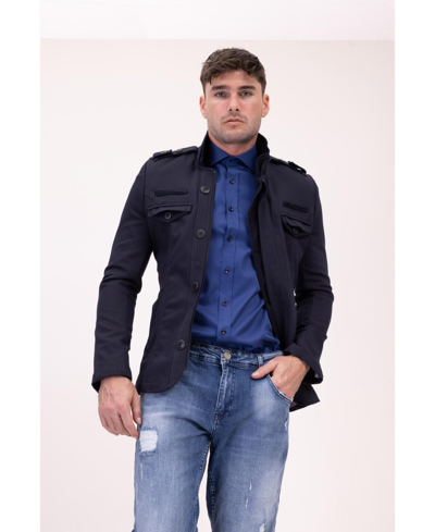 Shop Ron Tomson Men's Modern Epaulette Shoulder Sports Jacket In Navy
