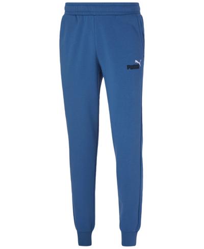 Shop Puma Men's Embroidered Logo Fleece Jogger Sweatpants In Lake Blue