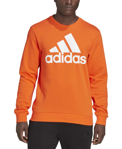 Shop Adidas Originals Adidas Men's Fleece Crewneck Logo Sweatshirt In Orange/wht