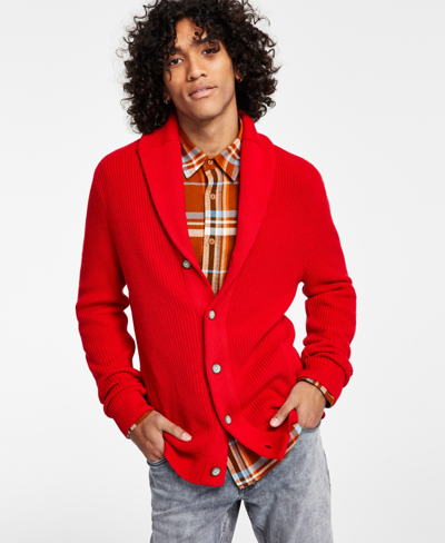 Shop Sun + Stone Men's Alvin Cardigan Sweater, Created For Macy's In All Star Red