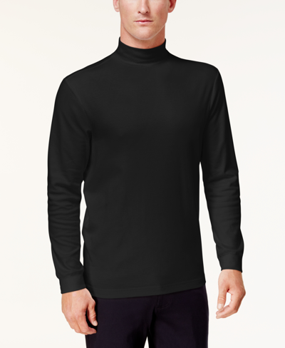 Shop Club Room Men's Solid Mock Neck Shirt, Created For Macy's In Deep Black